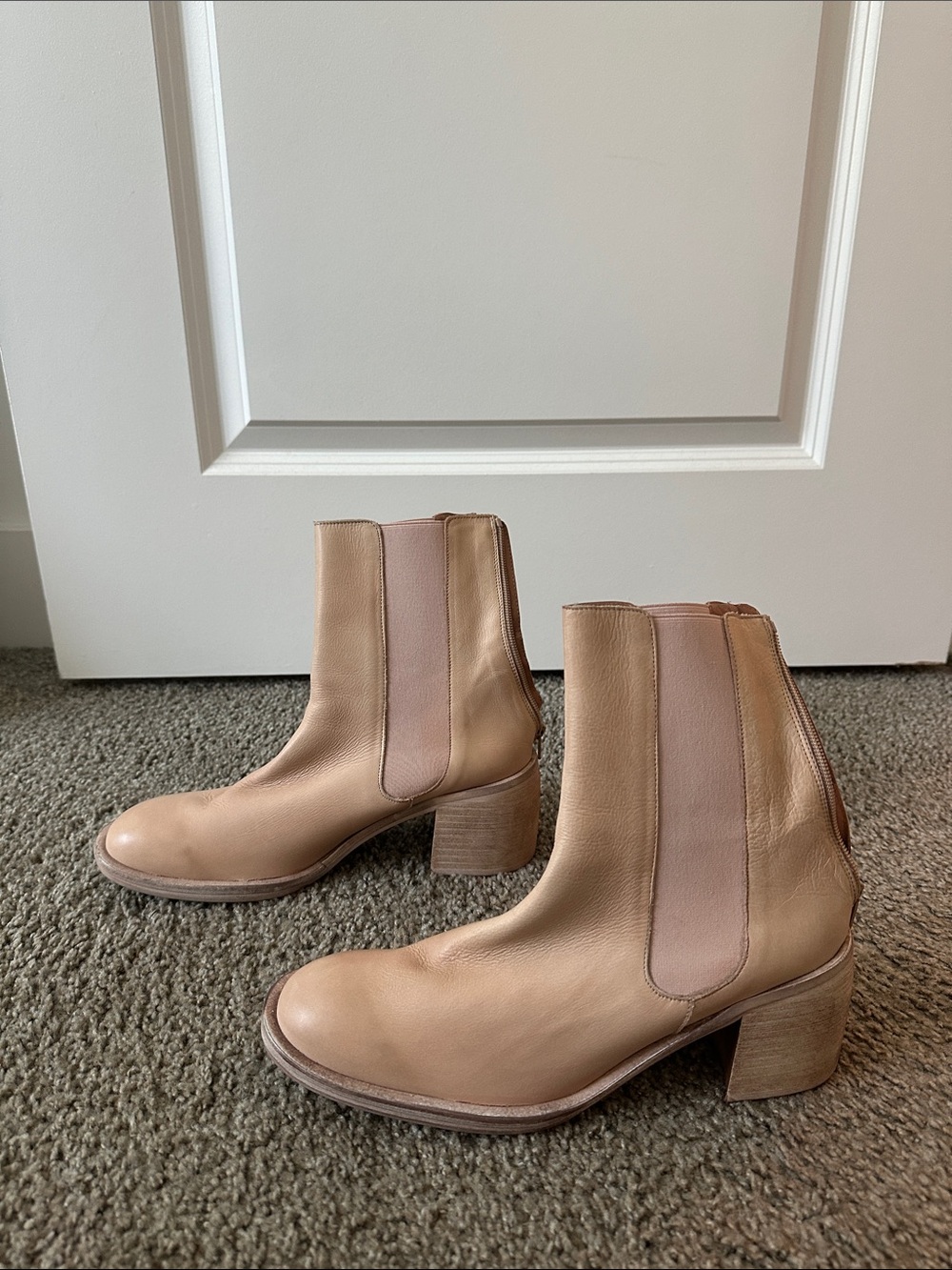 Free People Womens Leather Ankle Boots in Tan